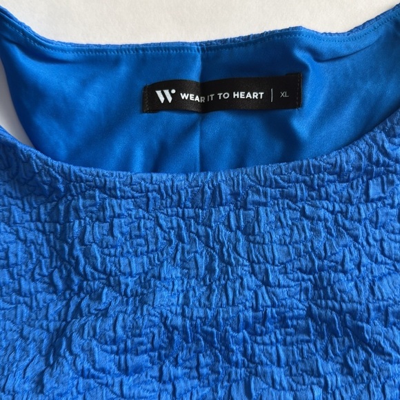 Wear it to Heart Topaz Blue Seersucker Bella Sports Bra Size XL - Picture 3 of 5